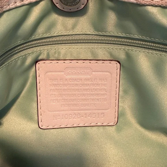 Coach Signature Gray Canvas Leather Trim Turnlock Satchel Shoulder Bag - Picture 5 of 7